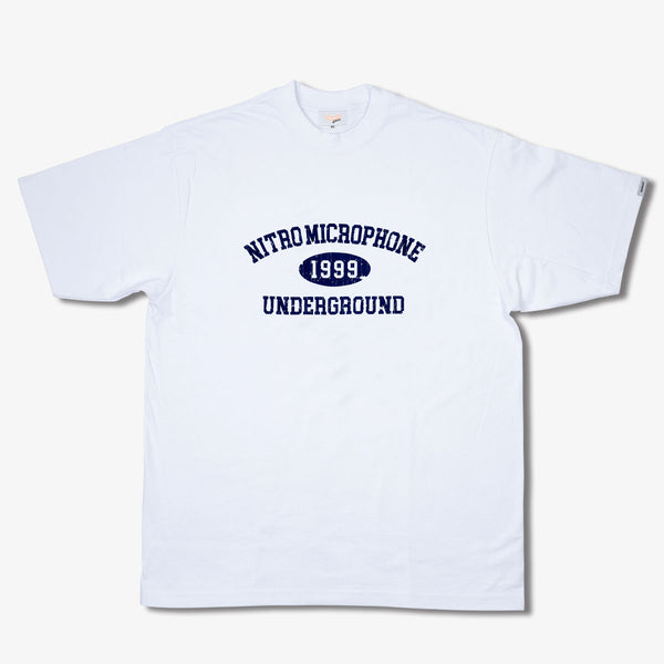 Raidback Fabric × Nitro Microphone Underground "90's Background" Tee WHITE/NAVY