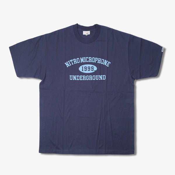 Raidback Fabric × Nitro Microphone Underground "90's Background" Tee NAVY/SAX