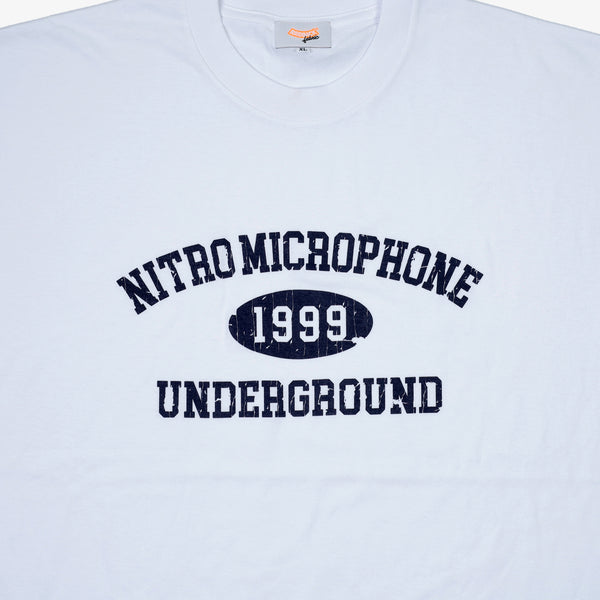 Raidback Fabric × Nitro Microphone Underground "90's Background" Tee WHITE/NAVY