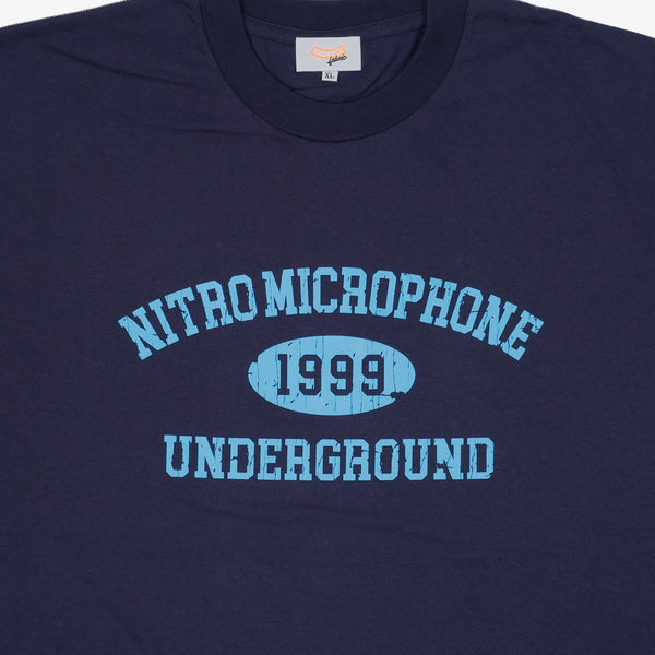 Raidback Fabric × Nitro Microphone Underground "90's Background" Tee NAVY/SAX