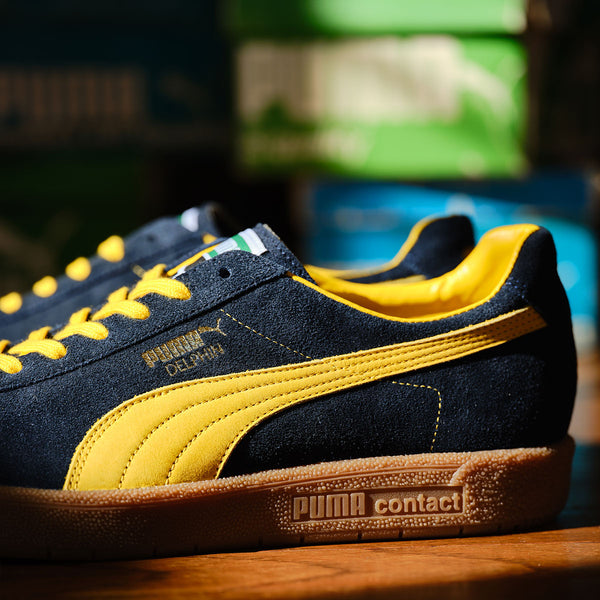 PUMA DELPHIN OG MIJ KL REW NEW NAVY/PELE YELLOW/GUM -MADE IN JAPAN- -Created by KICKS LAB.-