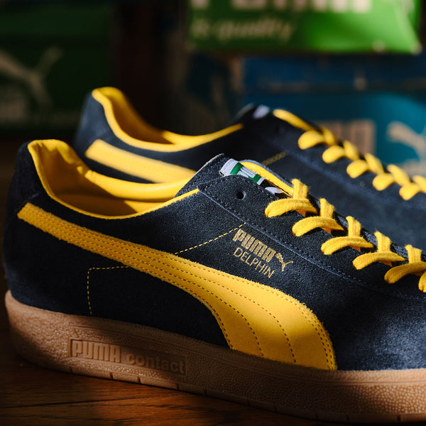 PUMA DELPHIN OG MIJ KL REW NEW NAVY/PELE YELLOW/GUM -MADE IN JAPAN- -Created by KICKS LAB.-