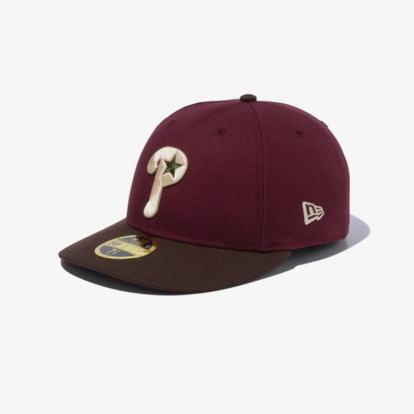 NEW ERA LP 59FIFTY PHILADELPHIA PHILLIES COOPERSTOWN DUCK MAROON/WALNUT BROWN