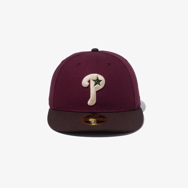 NEW ERA LP 59FIFTY PHILADELPHIA PHILLIES COOPERSTOWN DUCK MAROON/WALNUT BROWN