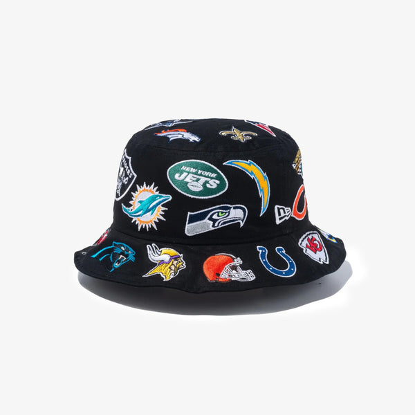 NEW ERA BUCKET01 TEAM LOGO ALL OVER NFL BLACK