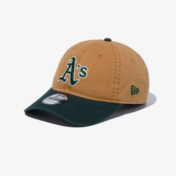 NEW ERA 9TWENTY MLB WASHED DUCK OAKLAND ATHLETICS LIGHT BRONZE/DARK GREEN