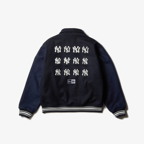 NEW ERA MELTON VARSITY JACKET NEW YORK YANKEES COOPERSTOWN NAVY