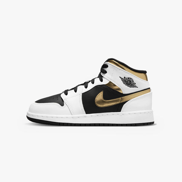 NIKE AIR JORDAN 1 MID GS 【WHITE GOLD】 WHITE/MULTI COLOR/BLACK