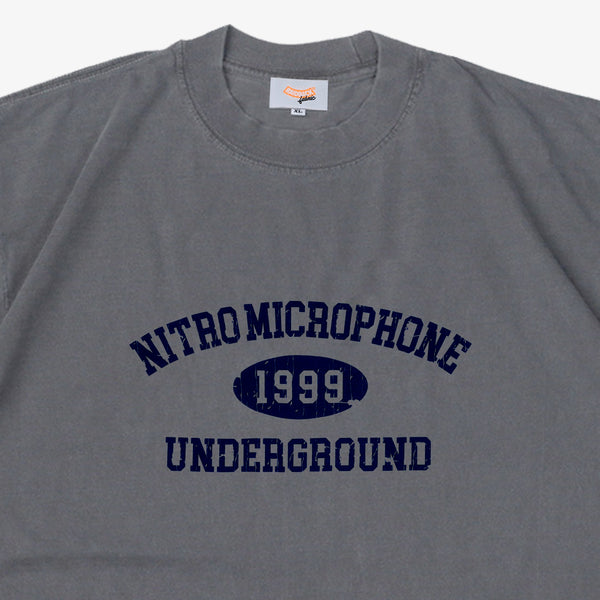 Raidback Fabric × Nitro Microphone Underground "90's Background" Pigment Dye Crack Ink Tee PIGMENT/NAVY