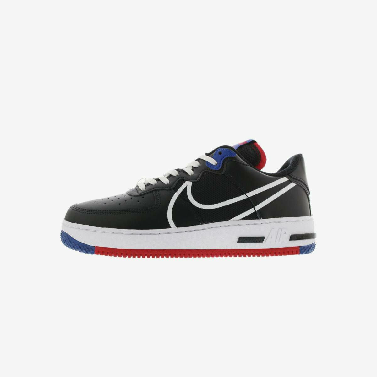 NIKE AIR FORCE 1 REACT BLACK WHITE GYM RED GYM BLUE