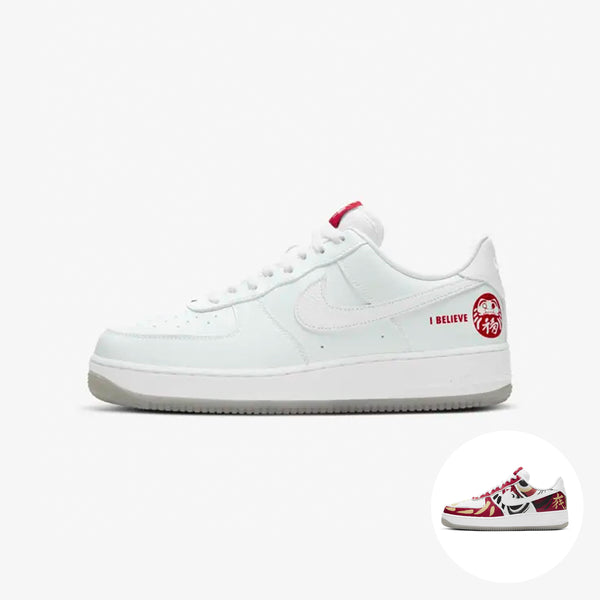 NIKE AIR FORCE 1 '07 PRM WHITE/WHITE/UNIVERSITY RED 【I BELIEVE/達磨】