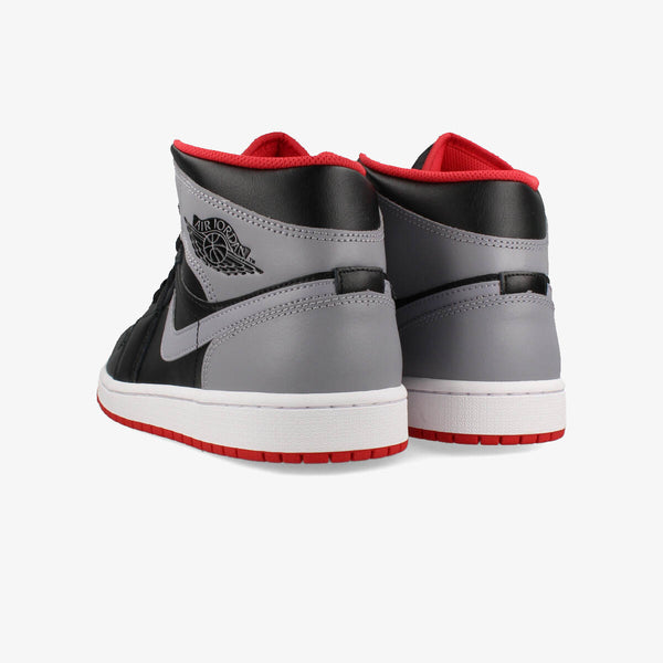 NIKE AIR JORDAN 1 MID BLACK/FIRE RED/WHITE/CEMENT GREY