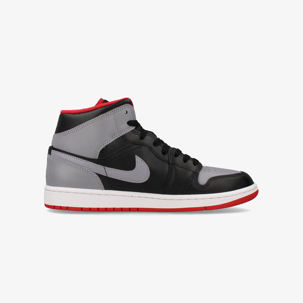 NIKE AIR JORDAN 1 MID BLACK/FIRE RED/WHITE/CEMENT GREY