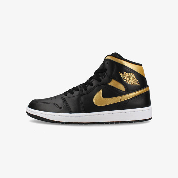 NIKE AIR JORDAN 1 MID BLACK/METALLIC GOLD/WHITE