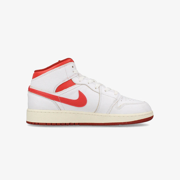 NIKE AIR JORDAN 1 MID SE GS WHITE/DUNE RED/SAIL/LOBSTER