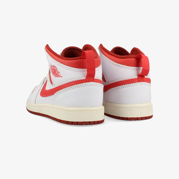 NIKE AIR JORDAN 1 MID PS WHITE/DUNE RED/SAIL/LOBSTER