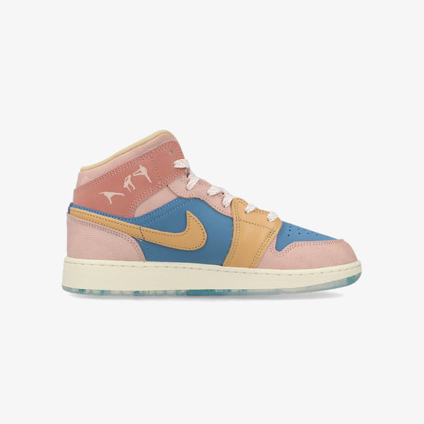 NIKE AIR JORDAN 1 MID GS 【ZEN】 AEGEAN STORM/HEMP/PINK OXFORD/RED STARDUST