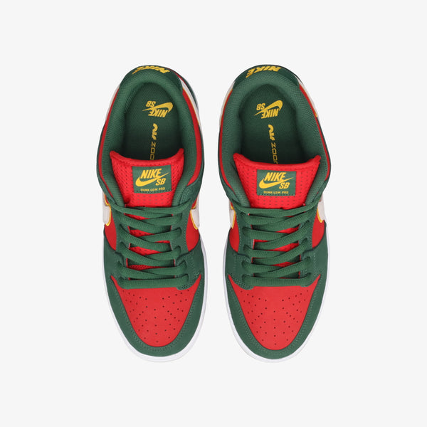 NIKE SB DUNK LOW PRO PRM 【SEATTLE SUPERSONICS】 FIR/WHITE/UNIVERSITY GOLD/FIRE RED