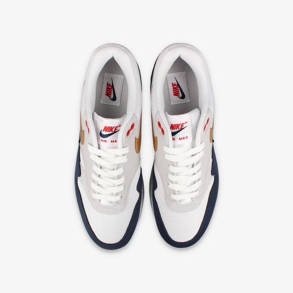 NIKE AIR MAX 1 【OLYMPIC】 OBSIDIAN/WHITE/LIGHT SMOKE GREY/METALLIC GOLD