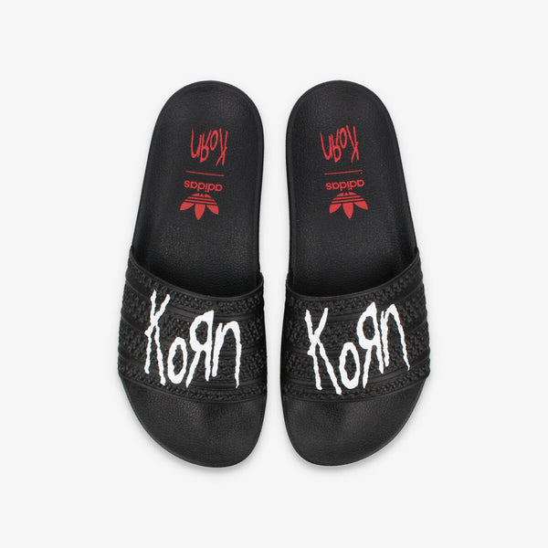 adidas ADILETTE × KORN CORE BLACK/FTWR WHITE/BETTER SCARLETT