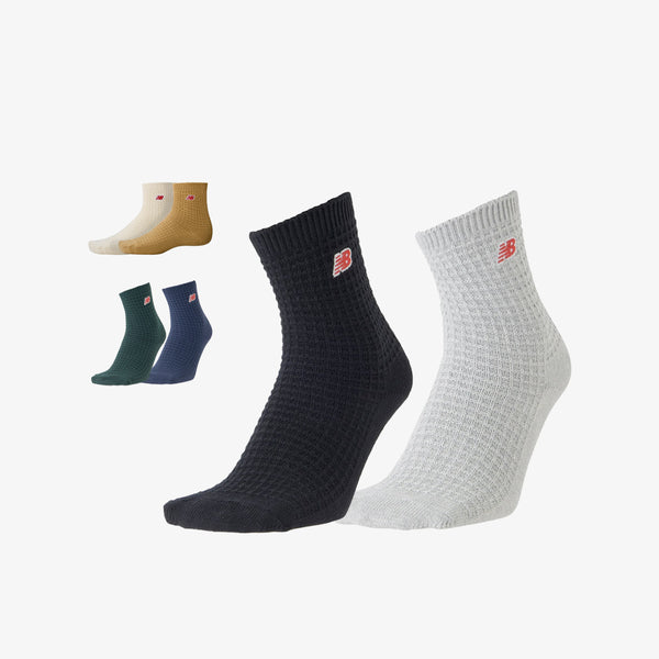 NEW BALANCE WAFFLE KNIT ANKLE 2P SOCKS