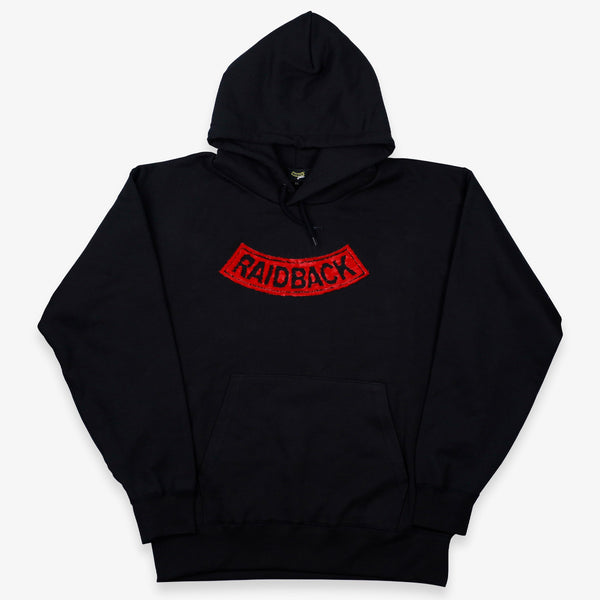 raidback fabric "Big Arch" Faux Fur Hoodie BLACK/RED