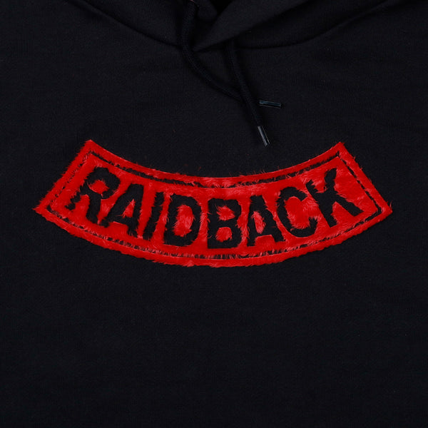 raidback fabric "Big Arch" Faux Fur Hoodie BLACK/RED