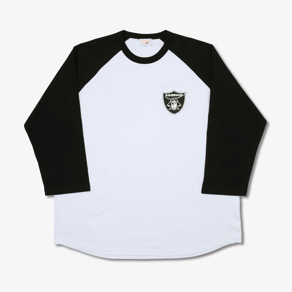 Raidback Fabric "Emblem Logo" BASEBALL TEE 【Dokuganryu Ver】 WHITE/BLACK