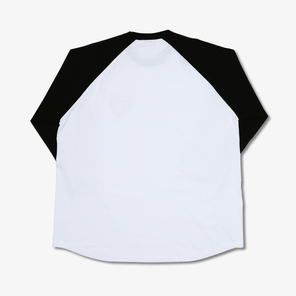 Raidback Fabric "Emblem Logo" BASEBALL TEE 【Dokuganryu Ver】 WHITE/BLACK