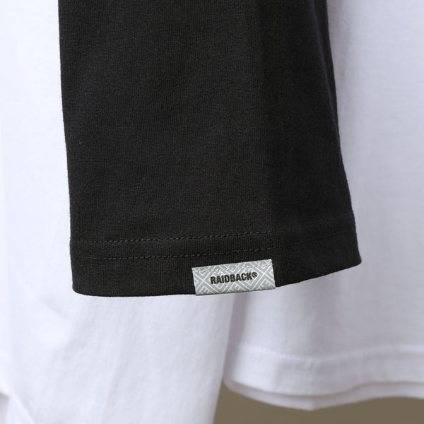 Raidback Fabric "Emblem Logo" BASEBALL TEE 【Dokuganryu Ver】 WHITE/BLACK