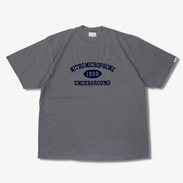 Raidback Fabric × Nitro Microphone Underground "90's Background" Pigment Dye Crack Ink Tee PIGMENT/NAVY