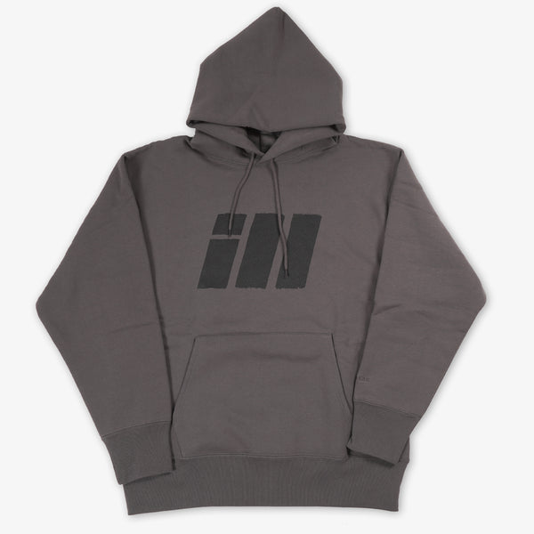 ill LOGO PRINT PULLOVER HOODED SWEATSHIRT GRAPHITE