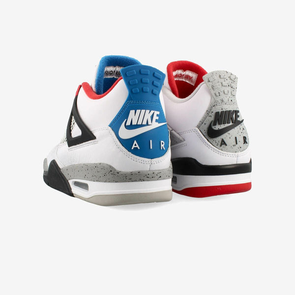 NIKE AIR JORDAN 4 RETRO SE WHITE/FIRE RED/TECH GRAY/MILITARY BLUE [WHAT THE 4]