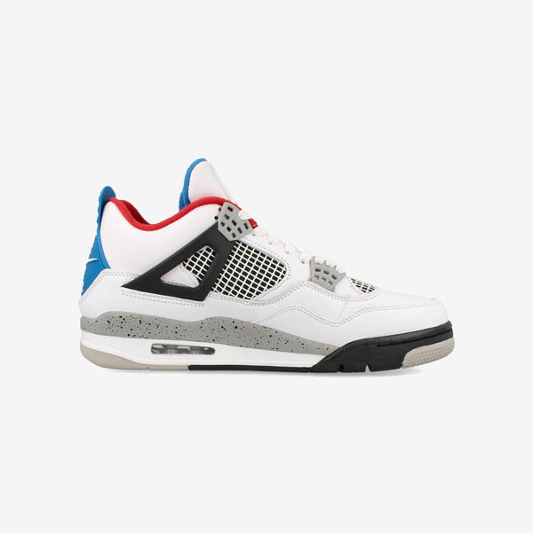 NIKE AIR JORDAN 4 RETRO SE WHITE/FIRE RED/TECH GRAY/MILITARY BLUE [WHAT THE 4]