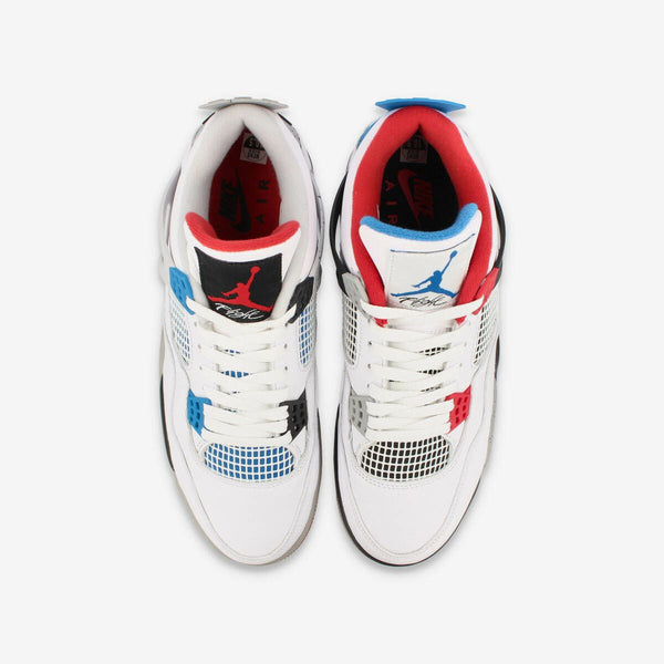 NIKE AIR JORDAN 4 RETRO SE WHITE/FIRE RED/TECH GREY/MILITARY BLUE 【WHAT THE 4】