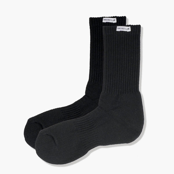 【25cm-28cm】KICKS LAB. ORIGINAL COMFORTSOFT SOCKS HI CUT BLACK 【2PACK】【Made in JAPAN】