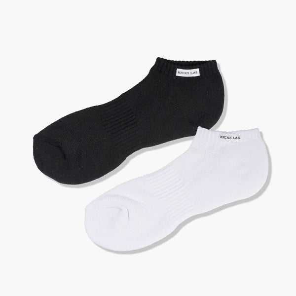 【22cm-25cm】KICKS LAB. ORIGINAL COMFORTSOFT SOCKS LOW CUT WHITE & BLACK 【2PACK】【Made in JAPAN】