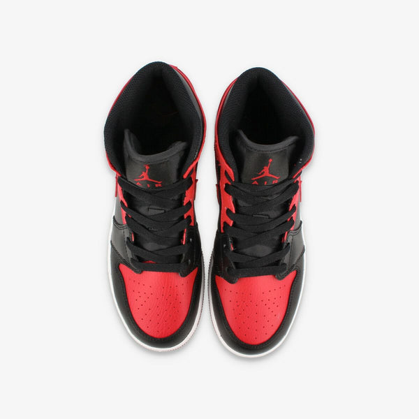 NIKE AIR JORDAN 1 MID GS BLACK/GYM RED/WHITE [BRED]