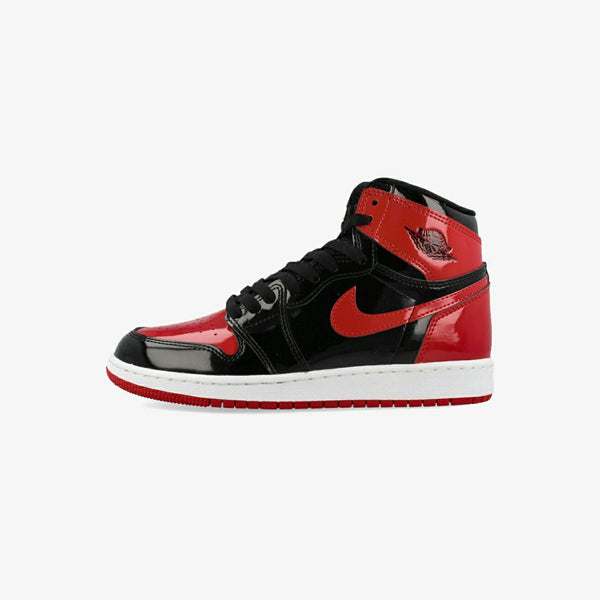 NIKE AIR JORDAN 1 RETRO HIGH OG GS BLACK/WHITE/VARSITY RED [BRED PATENT]