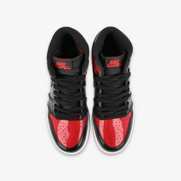 NIKE AIR JORDAN 1 RETRO HIGH OG GS BLACK/WHITE/VARSITY RED [BRED PATENT]