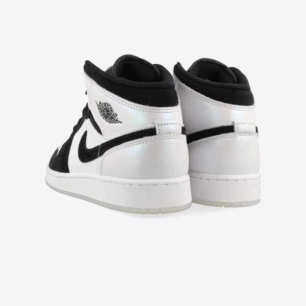 NIKE AIR JORDAN 1 MID SE GS WHITE/BLACK/MULTI COLOR