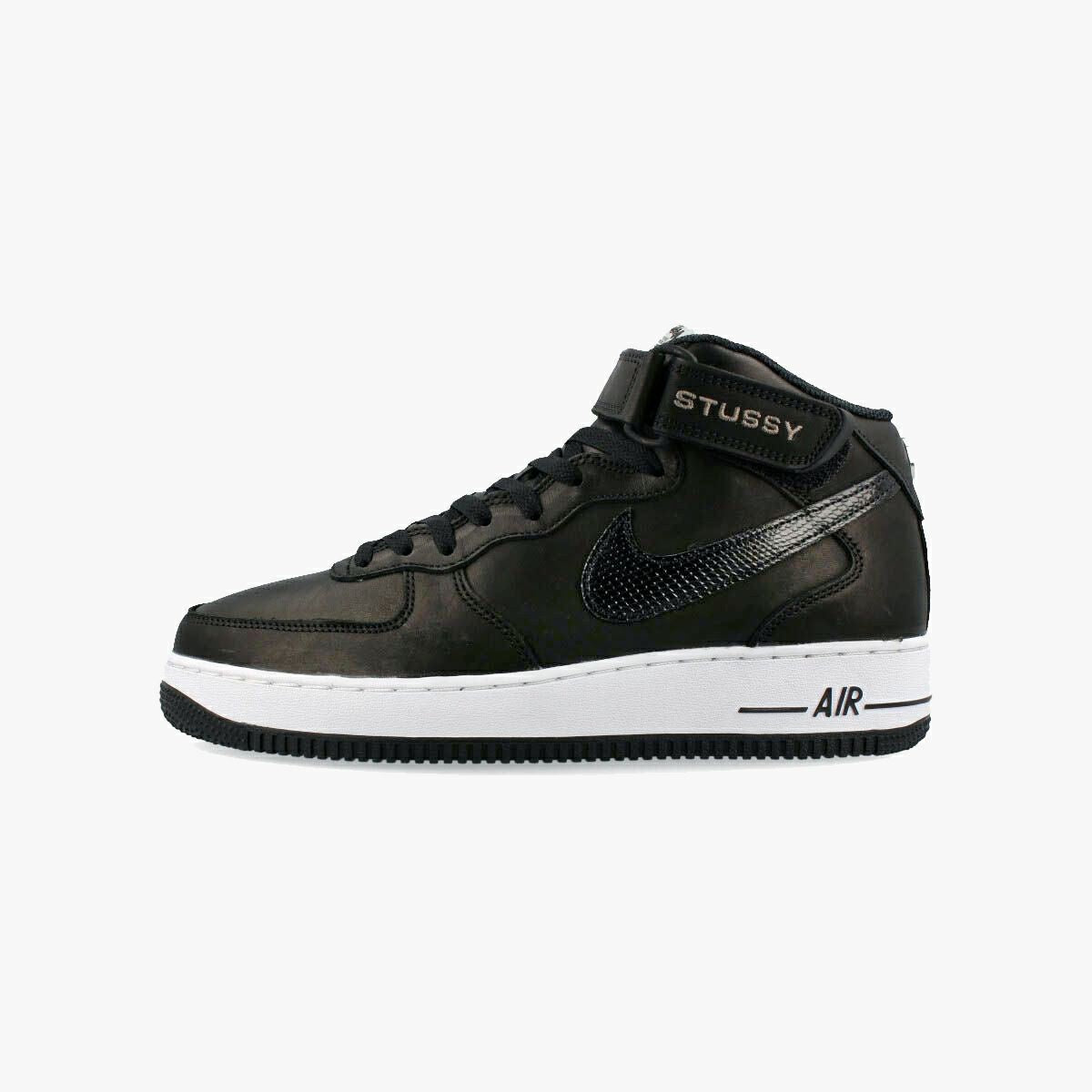 NIKE AIR FORCE 1 '07 MID SP BLACK/BLACK/BLACK [STUSSY]