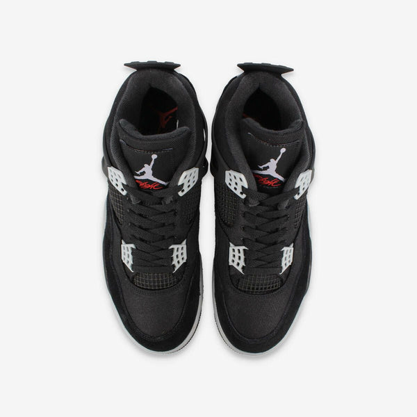 NIKE AIR JORDAN 4 RETRO SE BLACK/LIGHT STEEL GREY/WHITE/FIRE RED [BLACK CANVAS]