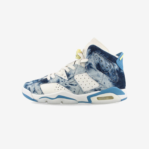 NIKE AIR JORDAN 6 RETRO GS WHITE/DUTCH BLUE/CITRON TINT [WASHED DENIM]