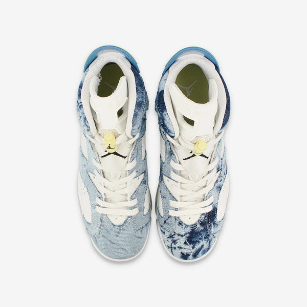 NIKE AIR JORDAN 6 RETRO GS WHITE/DUTCH BLUE/CITRON TINT [WASHED DENIM]