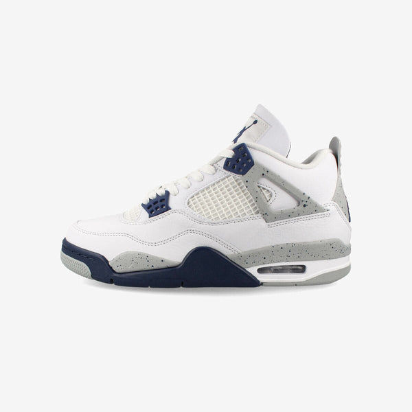 NIKE AIR JORDAN 4 RETRO WHITE/MIDNIGHT NAVY/LIGHT SMOKE GREY/FIRE RED