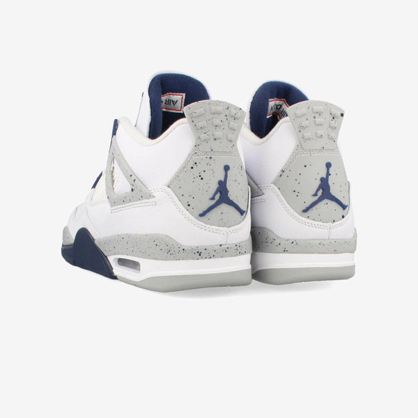 NIKE AIR JORDAN 4 RETRO WHITE/MIDNIGHT NAVY/LIGHT SMOKE GREY/FIRE RED