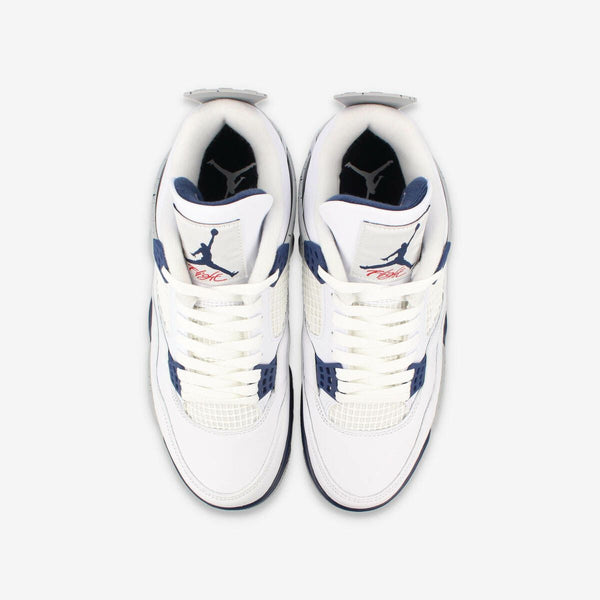 NIKE AIR JORDAN 4 RETRO WHITE/MIDNIGHT NAVY/LIGHT SMOKE GREY/FIRE RED