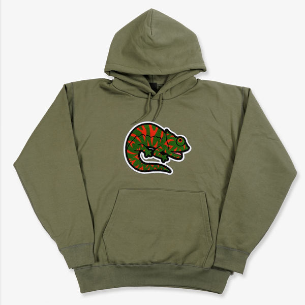 CRSB Chameleon Hooded Sweatshirt OLIVE/GREEN/RED