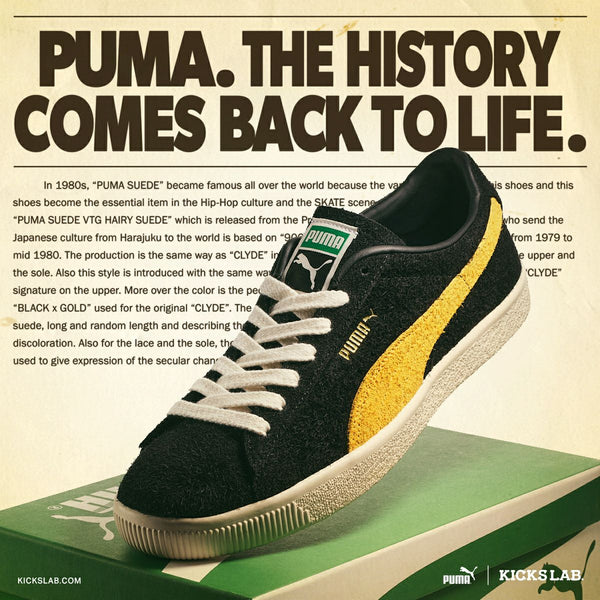 PUMA SUEDE VTG HAIRY SUEDE BLACK/MUSTARD SEED -KICKS LAB. EXCLUSIVE-